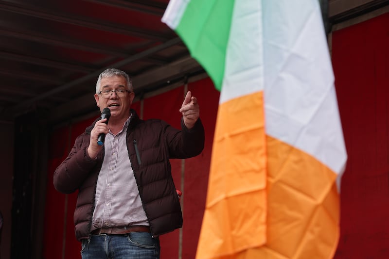 James Geoghegan speaking at a rally in Dublin on Tuesday. Photograph: Liam McBurney/PA Wire