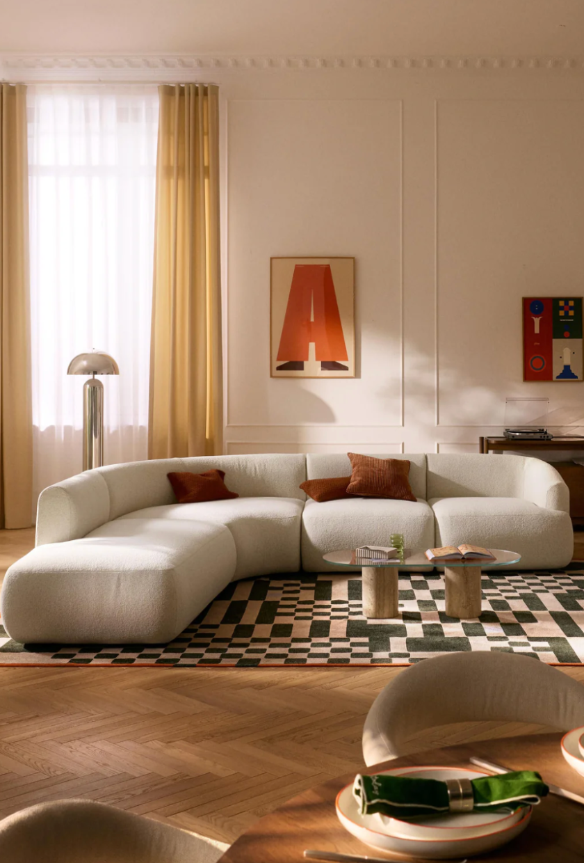 Westwing Collection, Modular Boucl&eacute; Corner Sofa Sofia