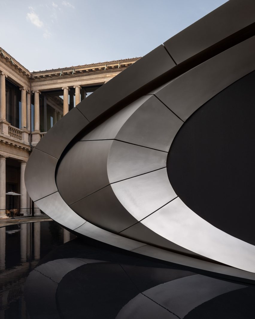 Silver detail of installation