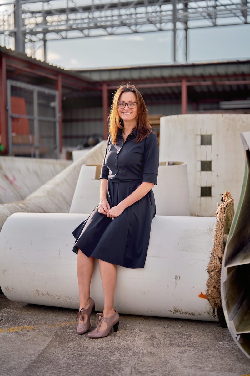 Angie Nagle from BladeBridge, which repurposes decommissioned wind turbine blades to make street furniture and pedestrian bridges. Photograph: Louis Tang/NoirXTone 