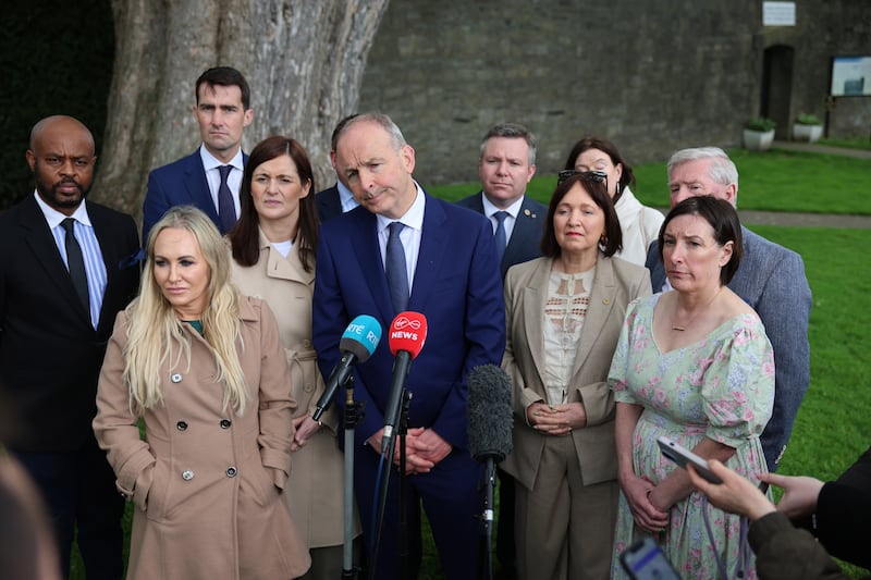 Taoiseach Micheál Martin TD speaks to media at Fianna Fáil's 1916 Commemoration at Arbour Hill Cemetery, Dublin.Photograph: Dara Mac Dónaill / The Irish Times



















