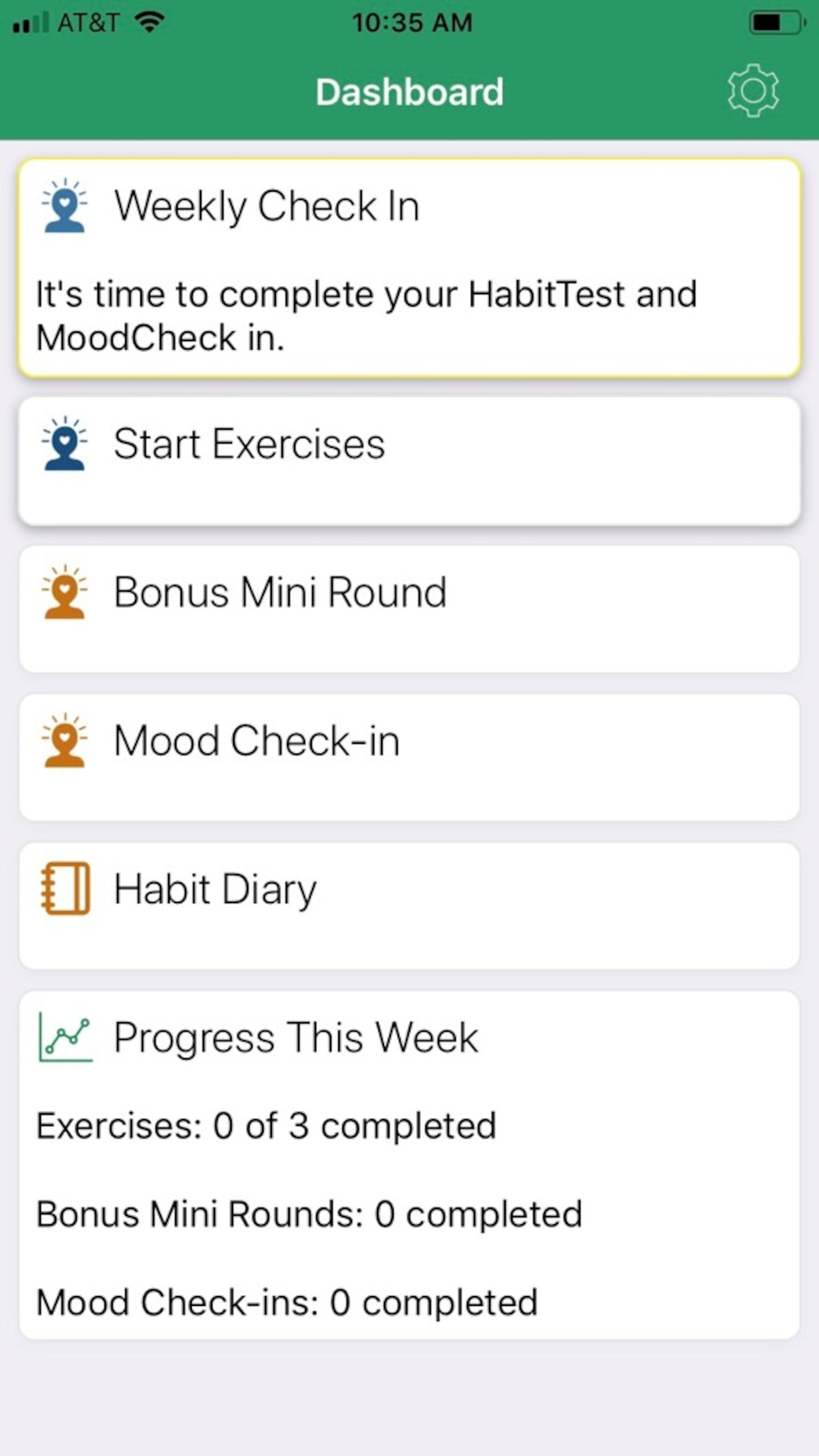 A screenshot from the HabitWorks app. 
