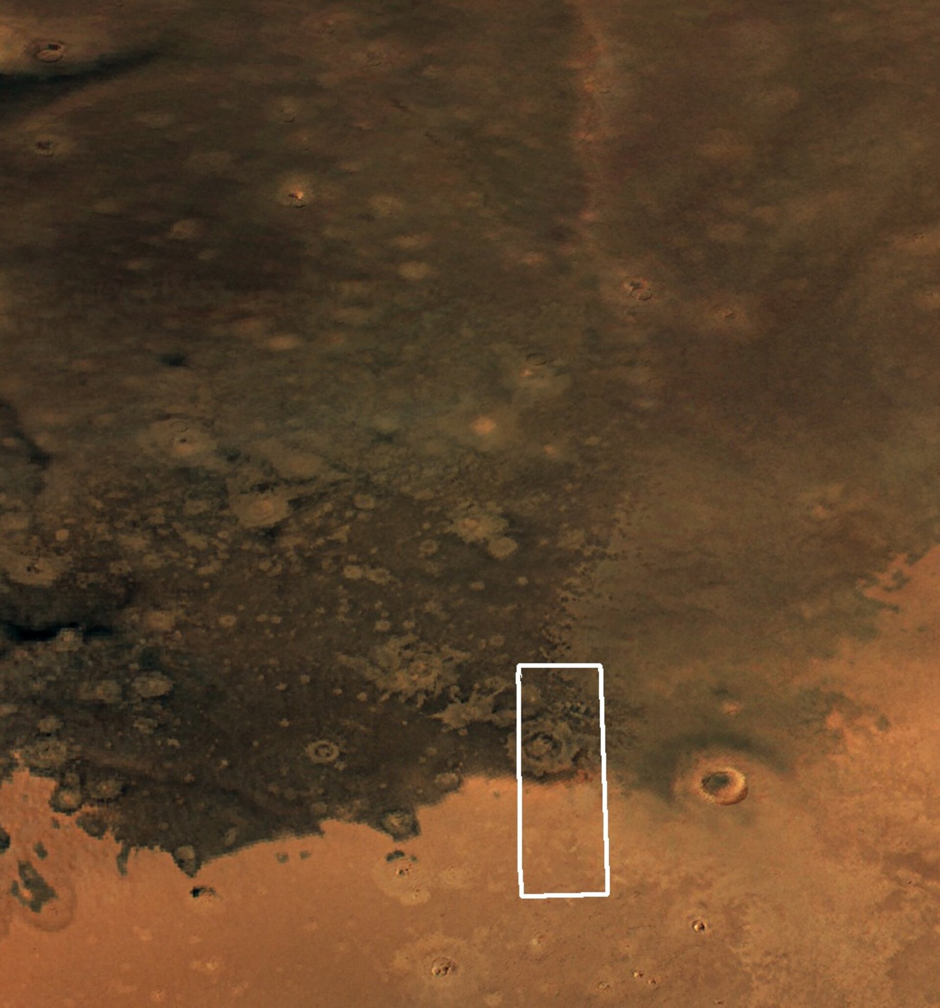 A comparison of the dark ash coverage in Utopia Planitia between Viking in 1976 and Mars Express in 2024.
