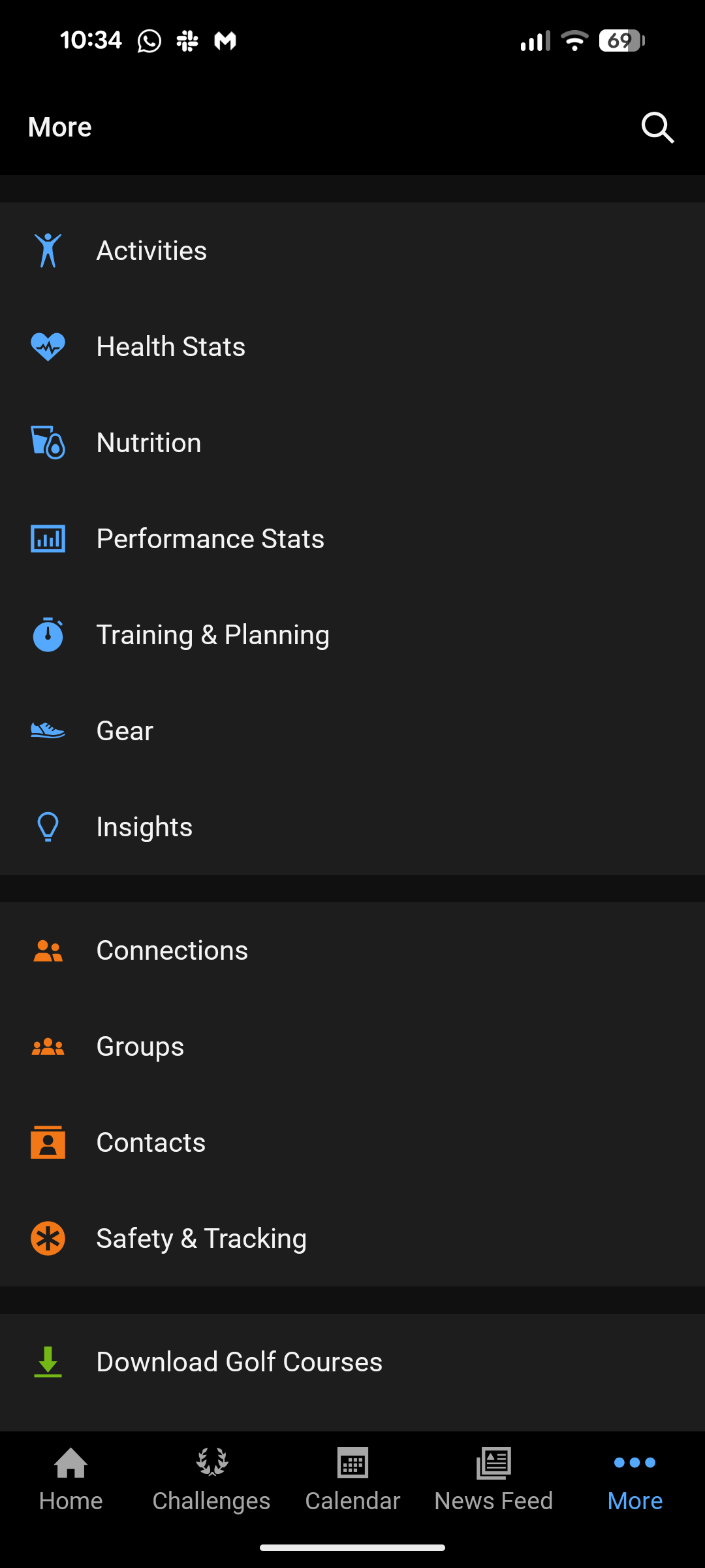 Screenshots of a sports app