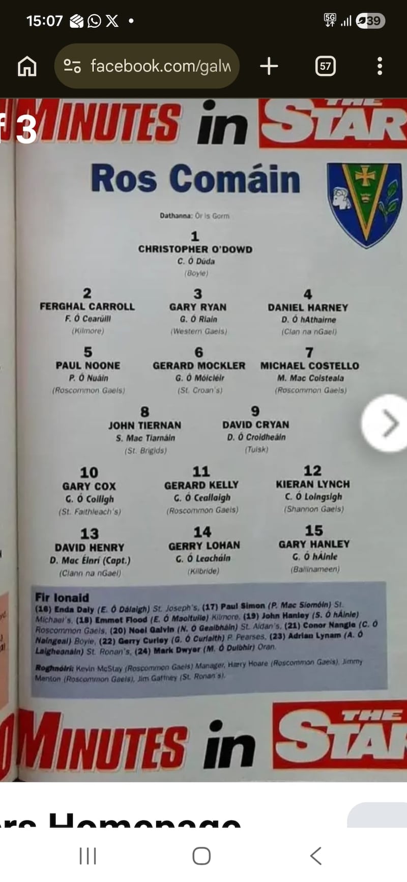 Chris O'Dowd was the Roscommon goalkeeper in the 1997 Connacht minor final against Mayo.