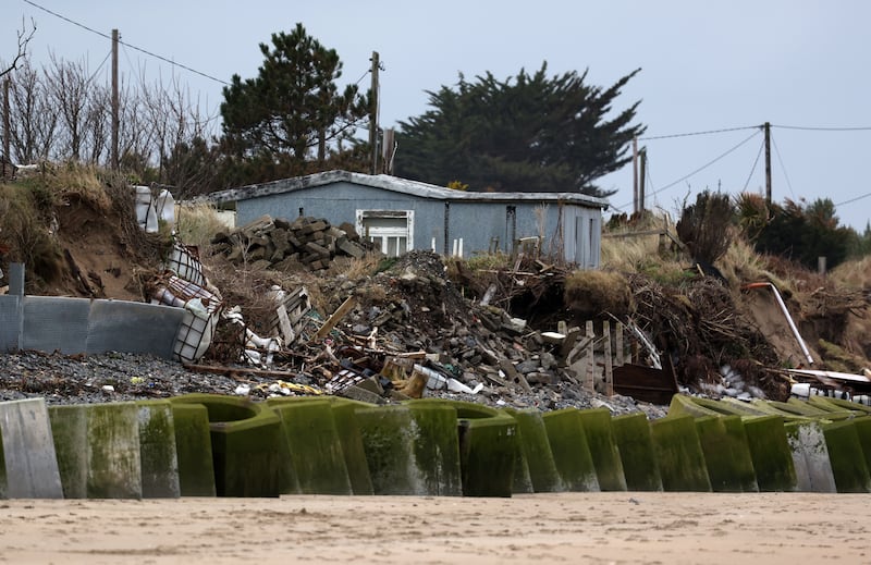 Eroded properties on Portrane beach, north Dublin. Photograph: Colin Keegan/Collins