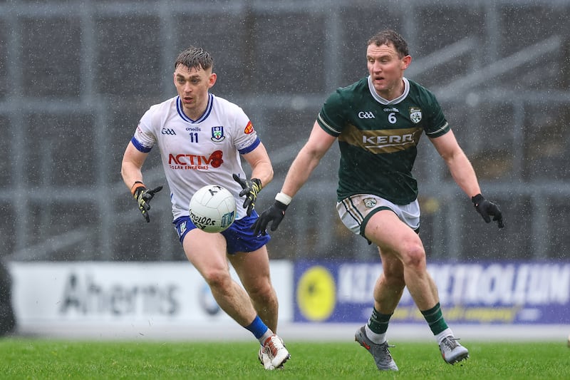 Monaghan's Michael Bannigan, challenged by Kerry's Tadhg in Killarney on March 1st. Photograph: Ben Brady/Inpho