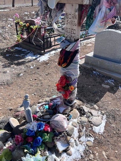Dennis Hopper's grave near Taos, New Mexico. Photograph: Keith Duggan