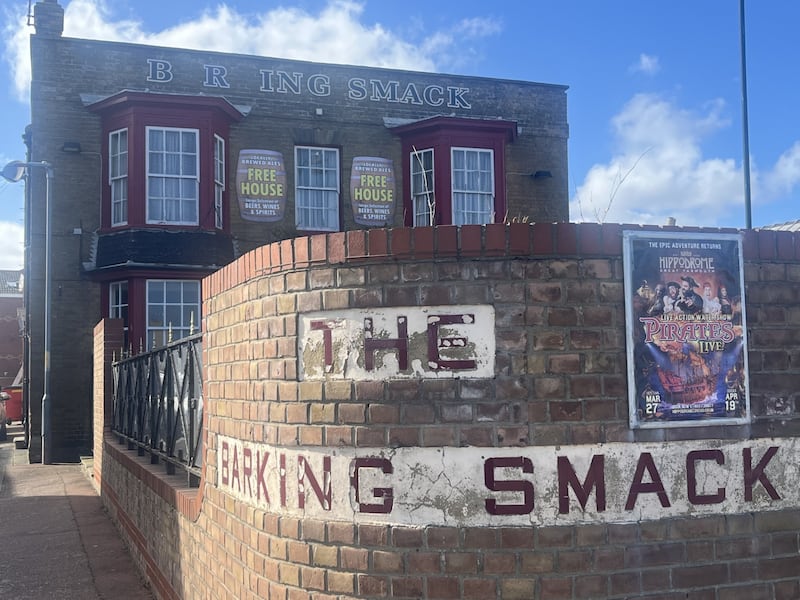 The Barking Smack pub in Greater Yarmouth: 'A local wit had scaled the front of the building to remove the letters A and K from the first word of the famous old pub’s name.' Photograph: Mark Paul