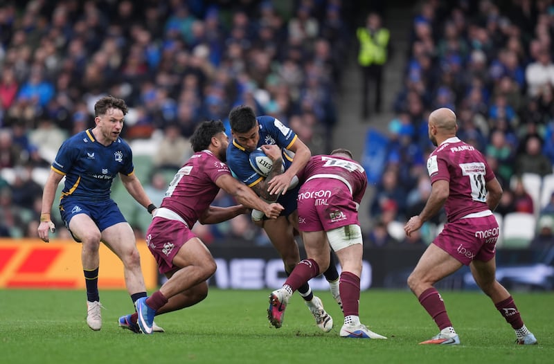 Rieko Ioane in action for Leinster. Photograph: Niall Carson/PA