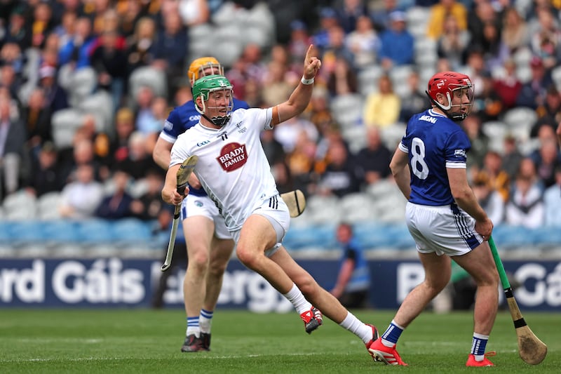 Kildare's Jack Sheridan celebrates scoring a goal. Photograph: Bryan Keane/Inpho