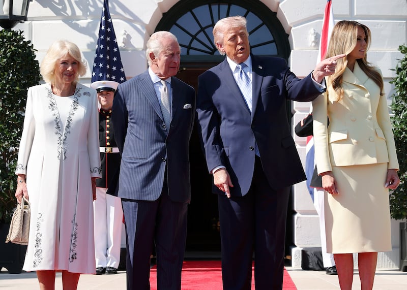 Camilla, Charles, Donald Trump and Melania Trump at the White House. Photograph: Getty 