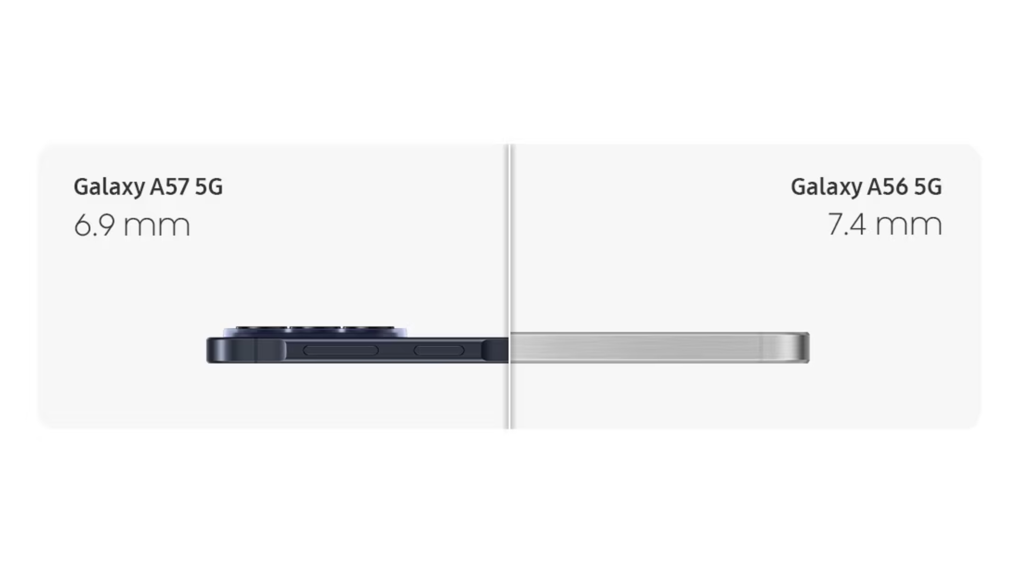 The design of the Galaxy A57.