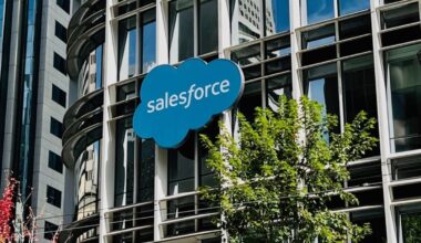 Salesforce logo on Salesforce Tower in San Francisco