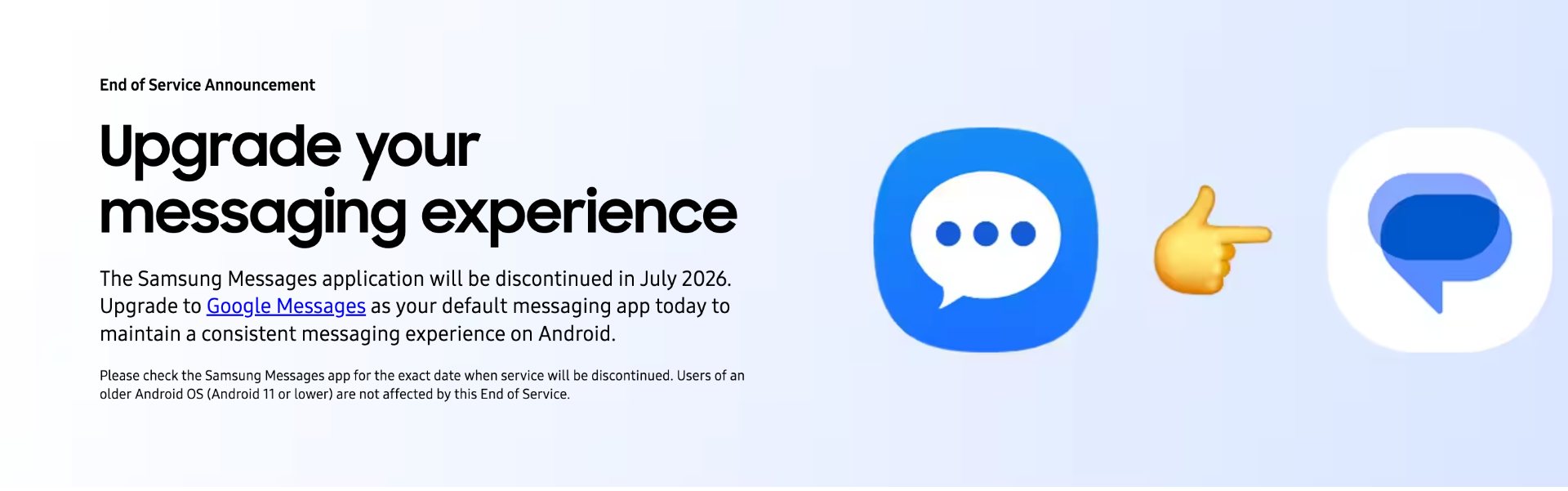 Samsung Messages Shut Down July 2026