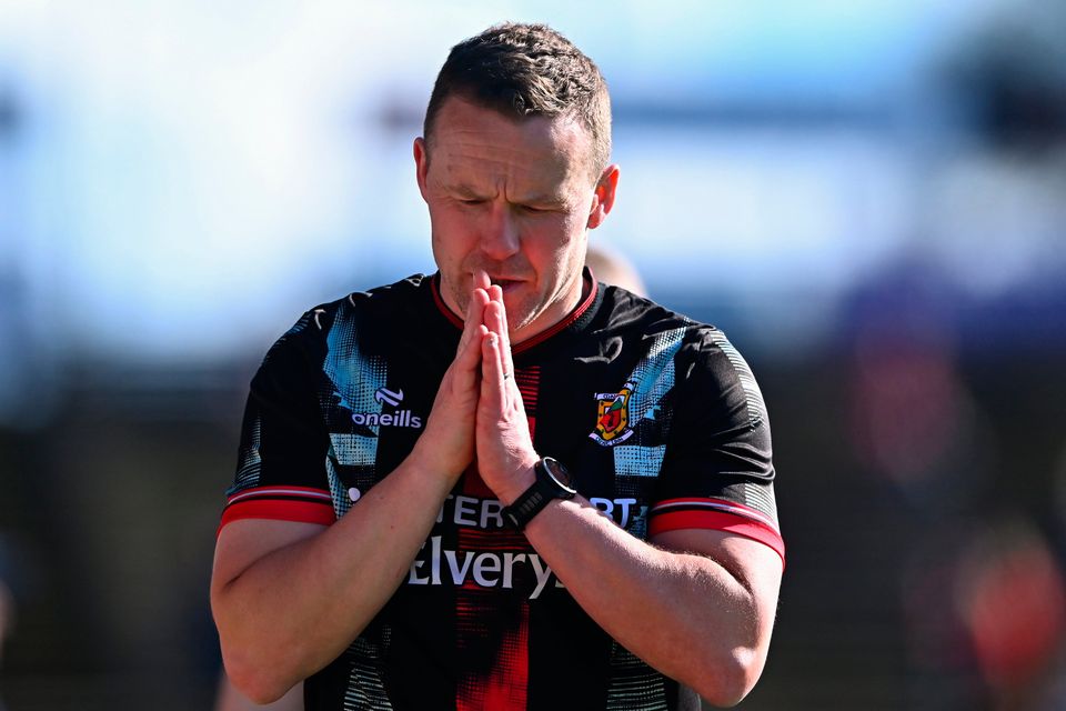 Mayo manager Andy Moran reacts during the closing stages of their defeat in the Connacht SFC semi-final against Roscommon at Hastings Insurance MacHale Park in Castlebar. Photo: Piaras Ó Mídheach/Sportsfile