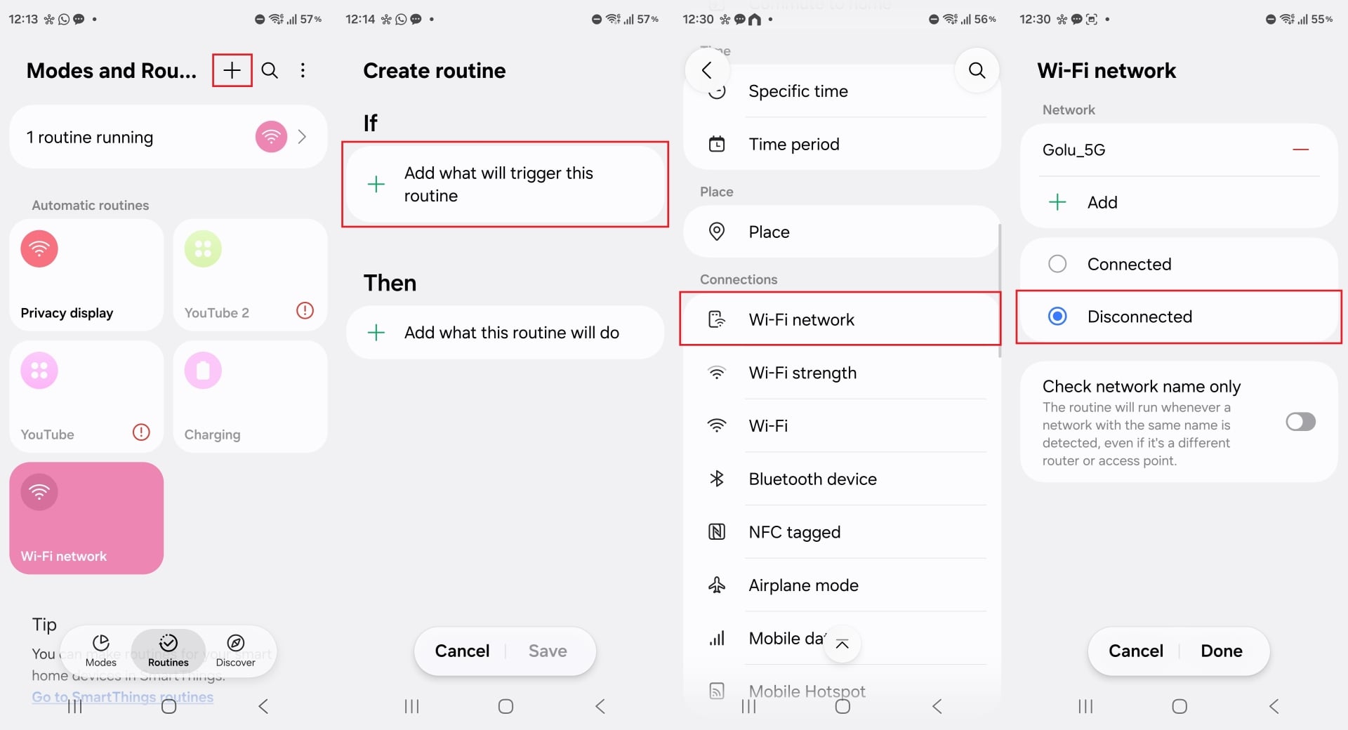setting up privacy display wi-fi routine