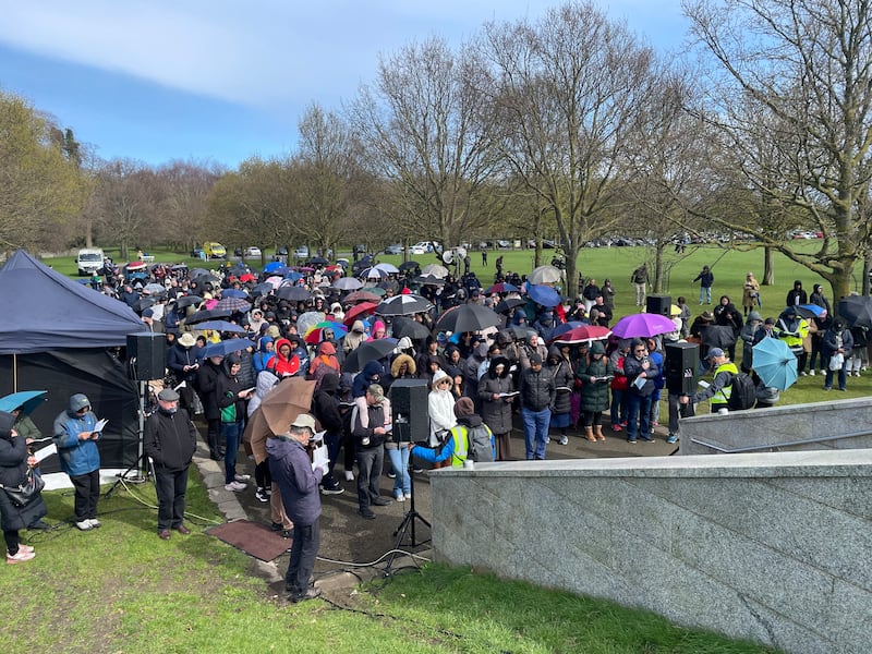 A small crowd took part. Photograph: Grainne Ni Aodha/PA Wire 

