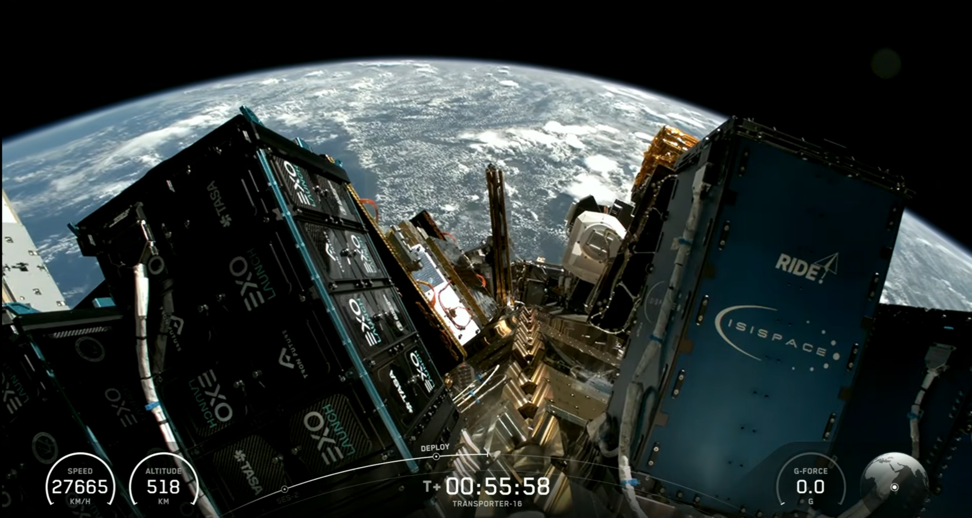 View from orbit as satellites are deployed during the Transporter‑16 rideshare mission.