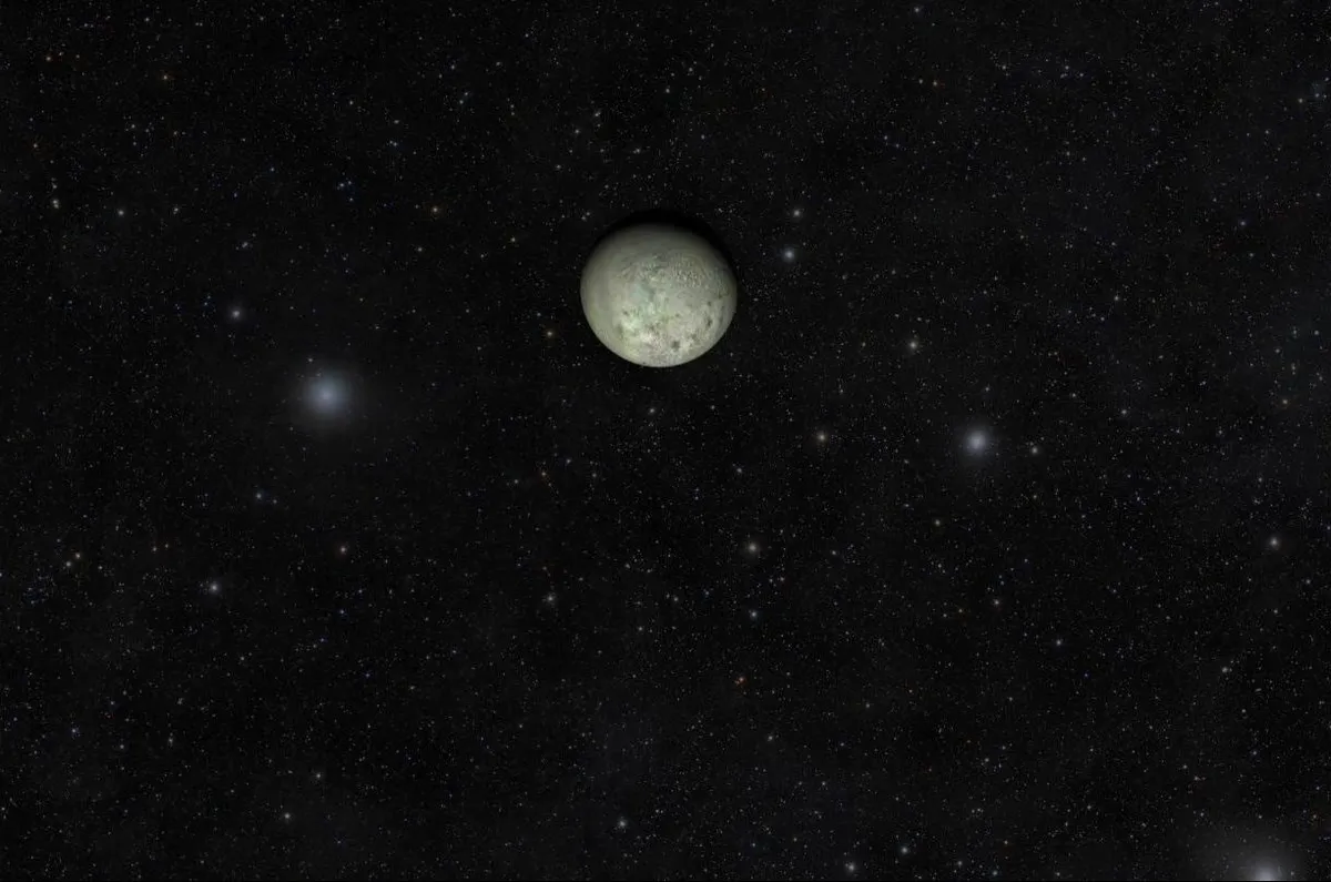 Triton in the distance, as seen by the Voyager 2 spacecraft. Credit: NASA/JPL-Caltech/Lunar & Planetary Institute