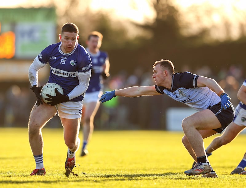 Evan O’Carroll of Laois and Dublin's Josh Bannon in Round 1 of the O'Byrne Cup in January. Photograph: Tom O’Hanlon/Inpho