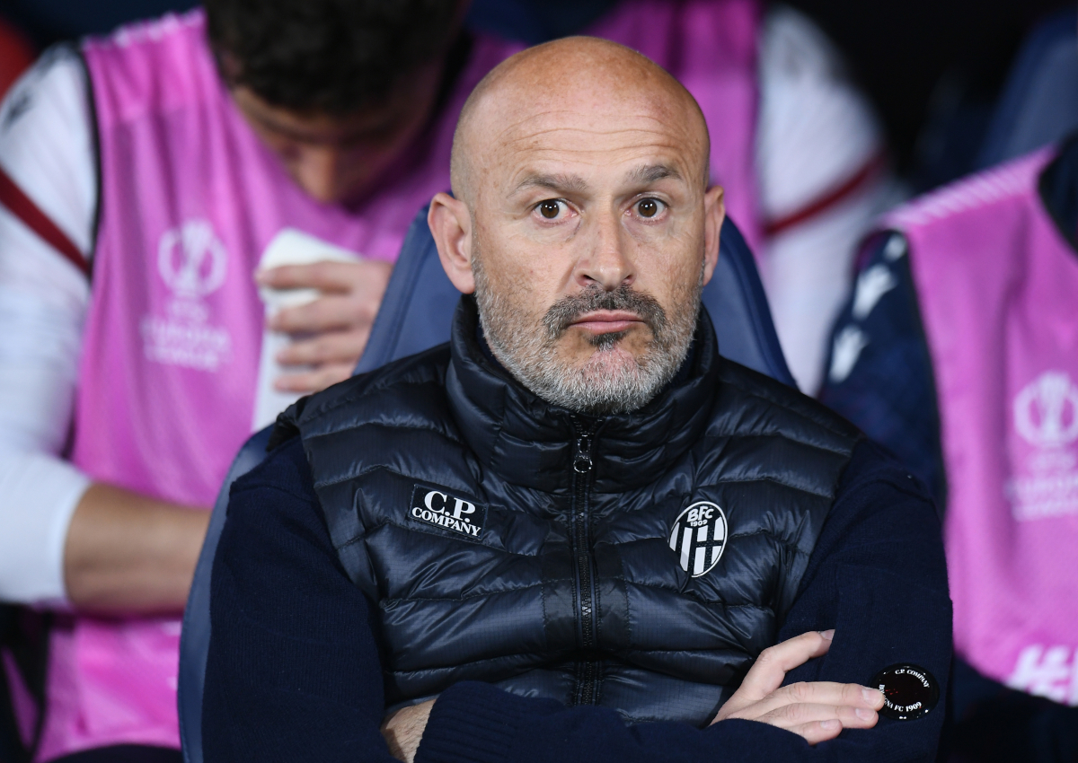 BOLOGNA, ITALY - APRIL 09: Vincenzo Italiano, Head Coach of Bologna, looks on during the UEFA Europa League 2025/26 Quarter-Final Leg One match between Bologna FC 1909 and Aston Villa FC at Stadio Renato Dall