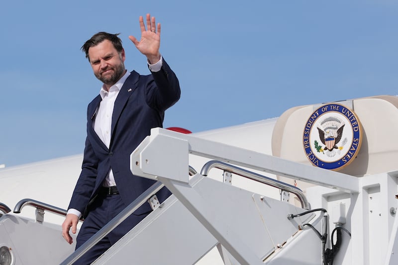 US vice president JD Vance arrives at Joint Base Andrews, Maryland,  after peace talks in Pakistan collapsed. Photograph: Jacquelyn Martin/AFP