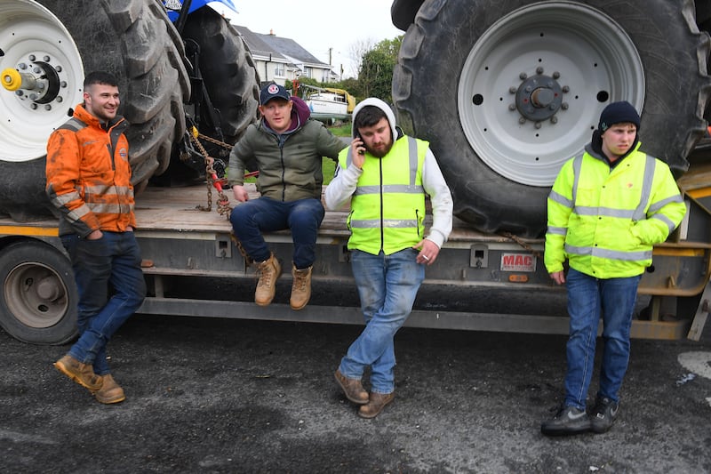 Protesters at the entrance to Whitegate oil refinery on April 9th. Photograph: Michael Mac Sweeney/Provision