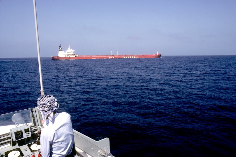 An Omani navy patrol keeps an eye on oil tanker traffic in the Strait of Hormuz. Photograph: Alamy/PA