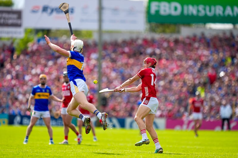 Alan Connolly scores a point for Cork. Photograph: James Lawlor/Inpho