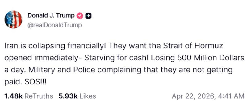 Donald Trump claimed Iran is 'collapsing financially'