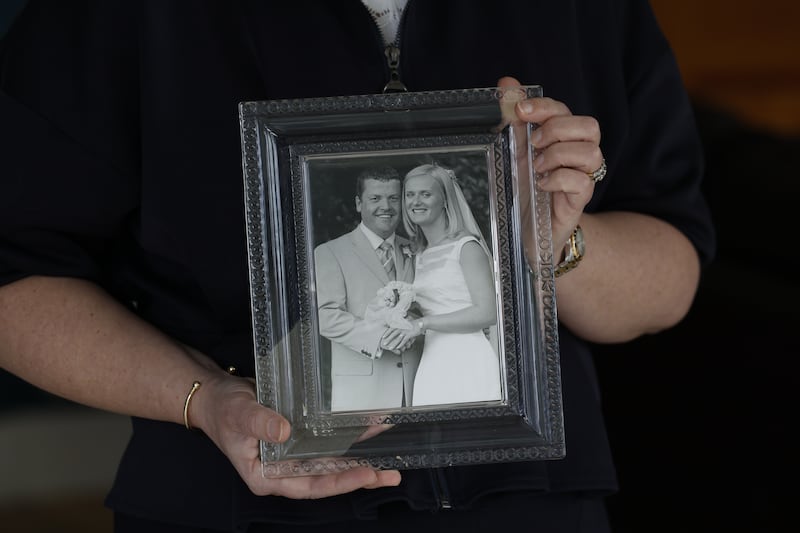Colin O'Mahony, pictured here with his wife Julie on their wedding day, died of cancer in March 2024. Photograph: Nick Bradshaw/The Irish Times