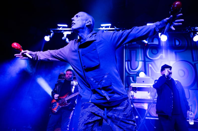 Still going strong: Mikey Shine, Bez and Shaun Ryder of Happy Mondays perform at The Barrowland Ballroom, March 2024, in Glasgow, Scotland. Photograph: Roberto Ricciuti/Redferns
