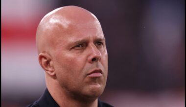 LIVERPOOL, ENGLAND - APRIL 14: Arne Slot, Manager of Liverpool, looks on prior to the UEFA Champions League 2025/26 Quarter-Final Second Leg match between Liverpool FC and Paris Saint-Germain FC at Anfield on April 14, 2026 in Liverpool, England