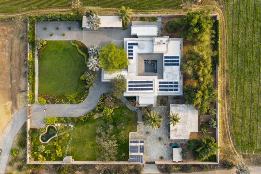 Aerial view of A House Born of Four Soils in India