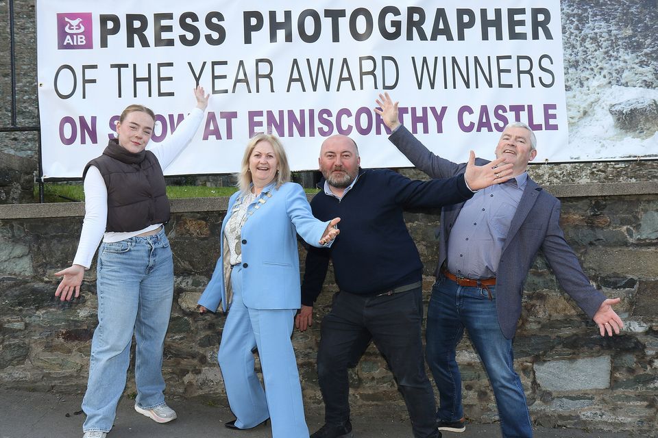 Shauna Clinton, Cllr. Barbara Ann Murphy, James Crombie and Cllr. Pat Kehoe at the launch of the AIB Press Photographer of the Awards 2026 in Enniscorthy Castle. Photo. John Walsh Photography