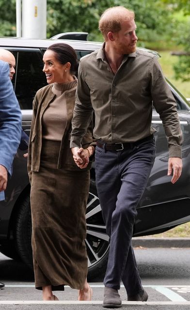 Britain's Prince Harry and Meghan, the Duke and Duchess of Sussex arrive at the Australian National Veterans Arts Museum (ANVAM) in Southbank, Melbourne, Australia, April 14, 2026. Jonathan Brady/Pool via REUTERS