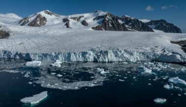 Melting icebergs are seen on Horseshoe Island as Turkish scientists conduct fieldwork on Horseshoe Island within 7th National Antarctic Science Expedition