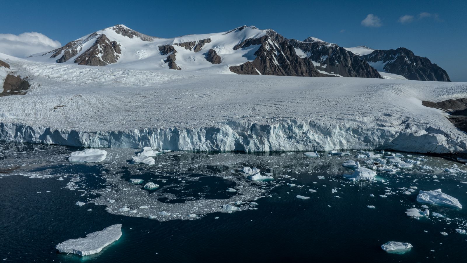 Melting icebergs are seen on Horseshoe Island as Turkish scientists conduct fieldwork on Horseshoe Island within 7th National Antarctic Science Expedition