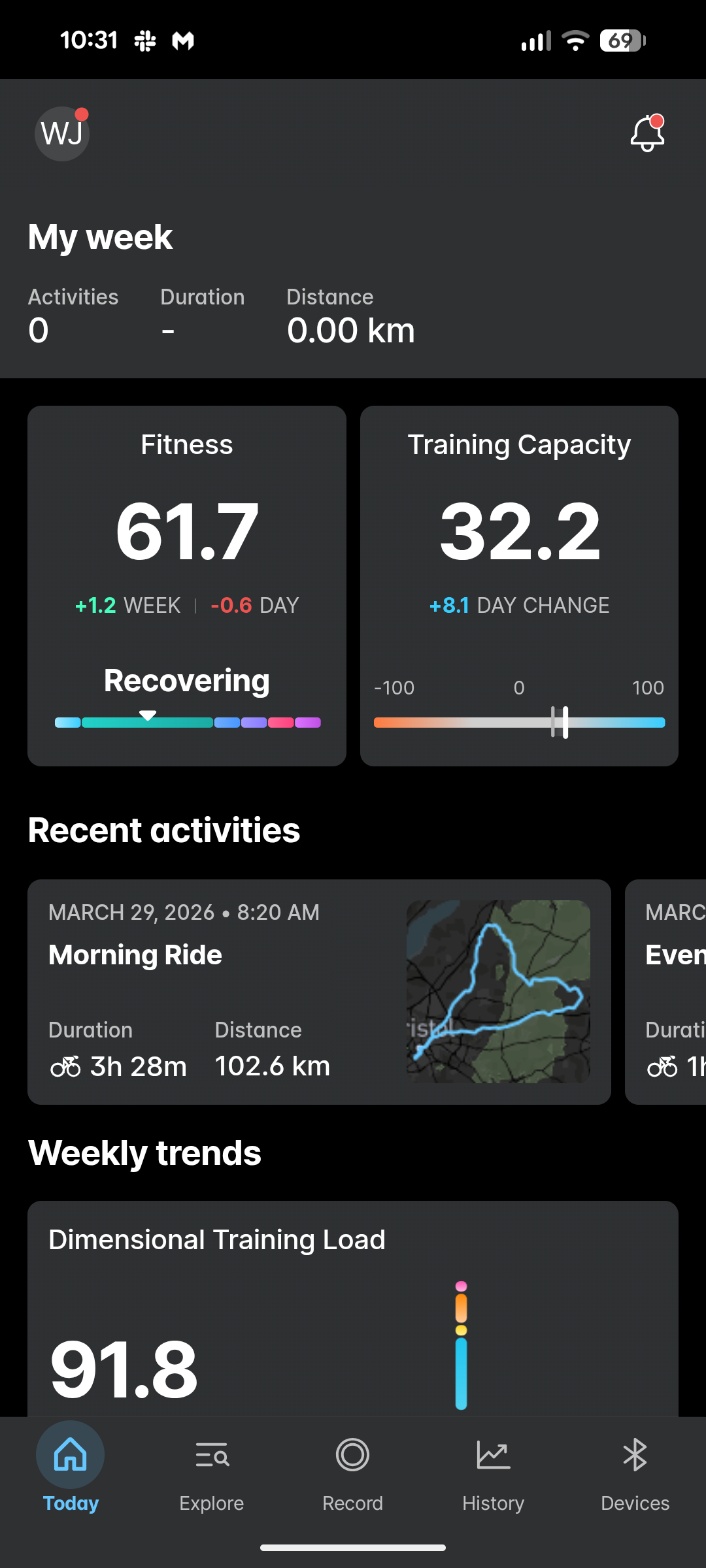 Screenshots of a sports app