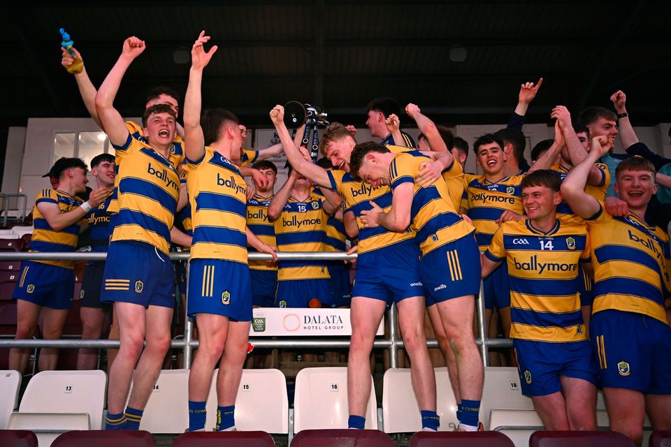 Roscommon players celebrate their Connacht U20 Football Championship final win over Mayo at Tuam Stadium in Galway. Photo: Piaras Ó Mídheach/Sportsfile