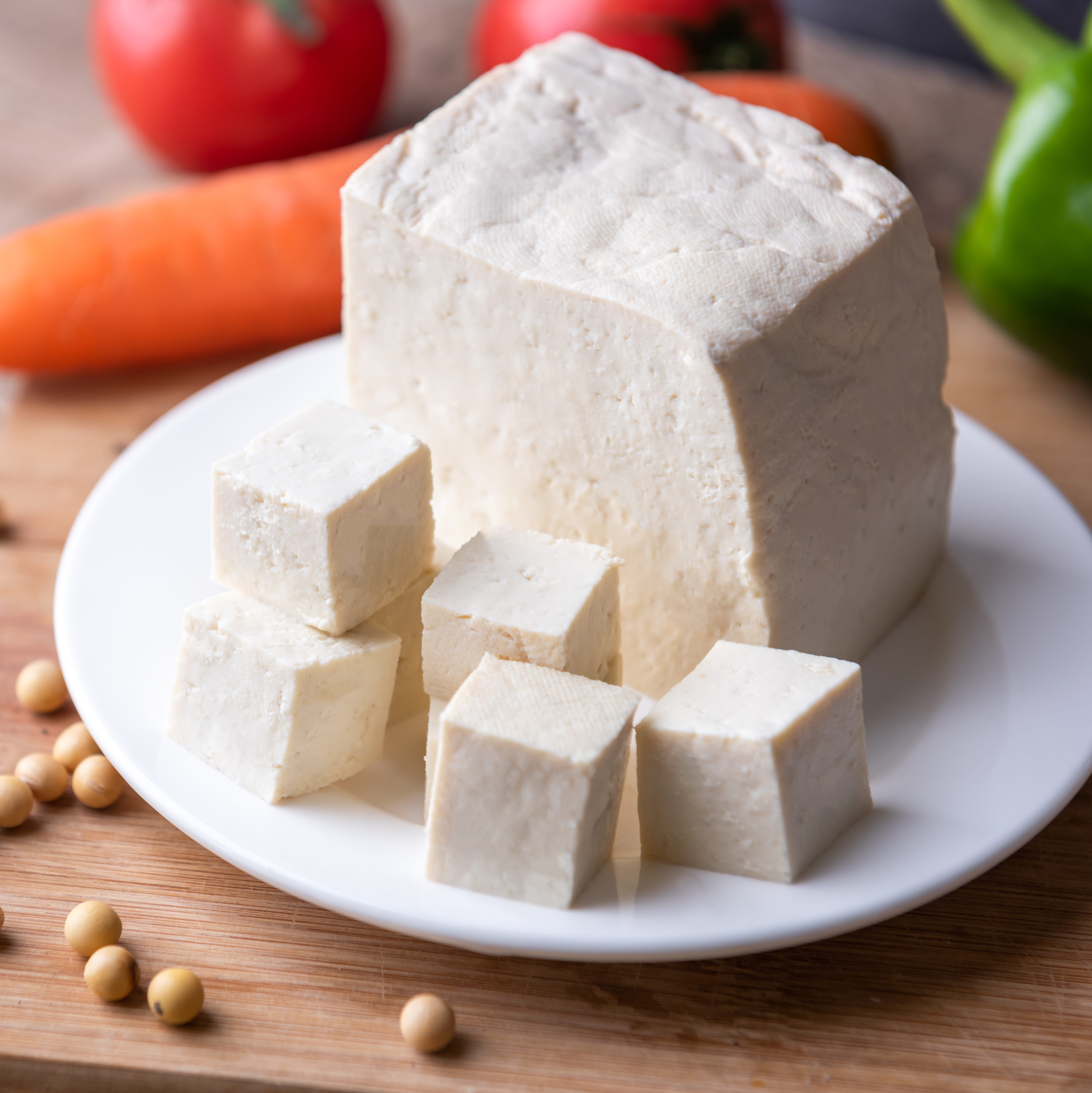 Fresh tofu and vegetables, vegetarian
