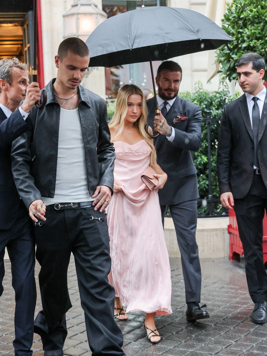 Romeo Beckham, Harper Beckham and David Beckham