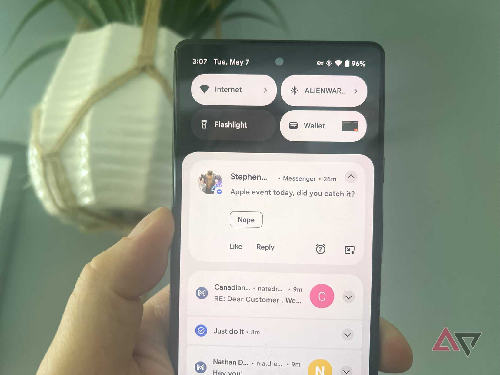 A Pixel 6 with notifications and the reply function showing.