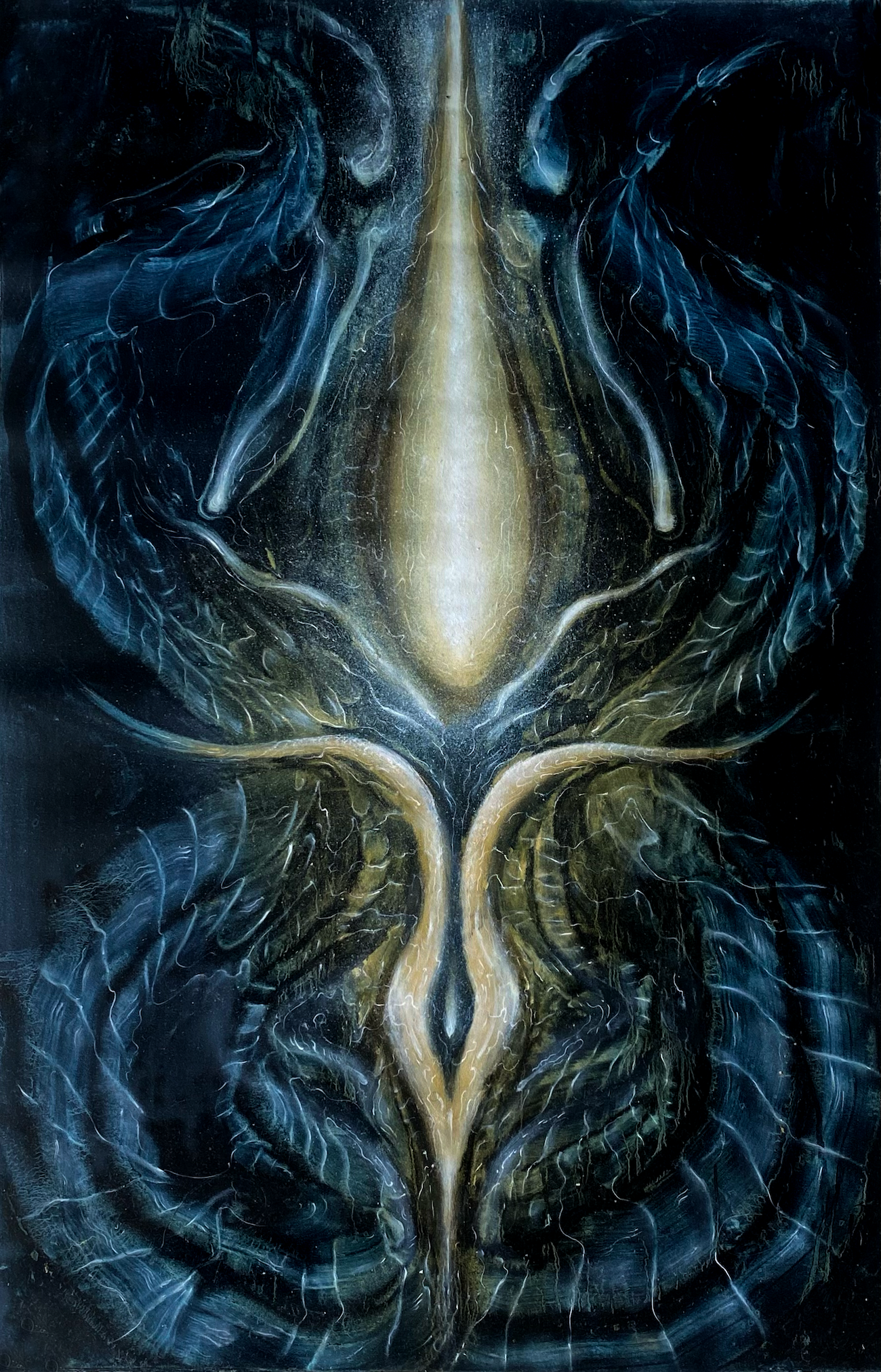 Aetos, A1, Oil on Canvas (Natural Indigo & Bronze), 2024.