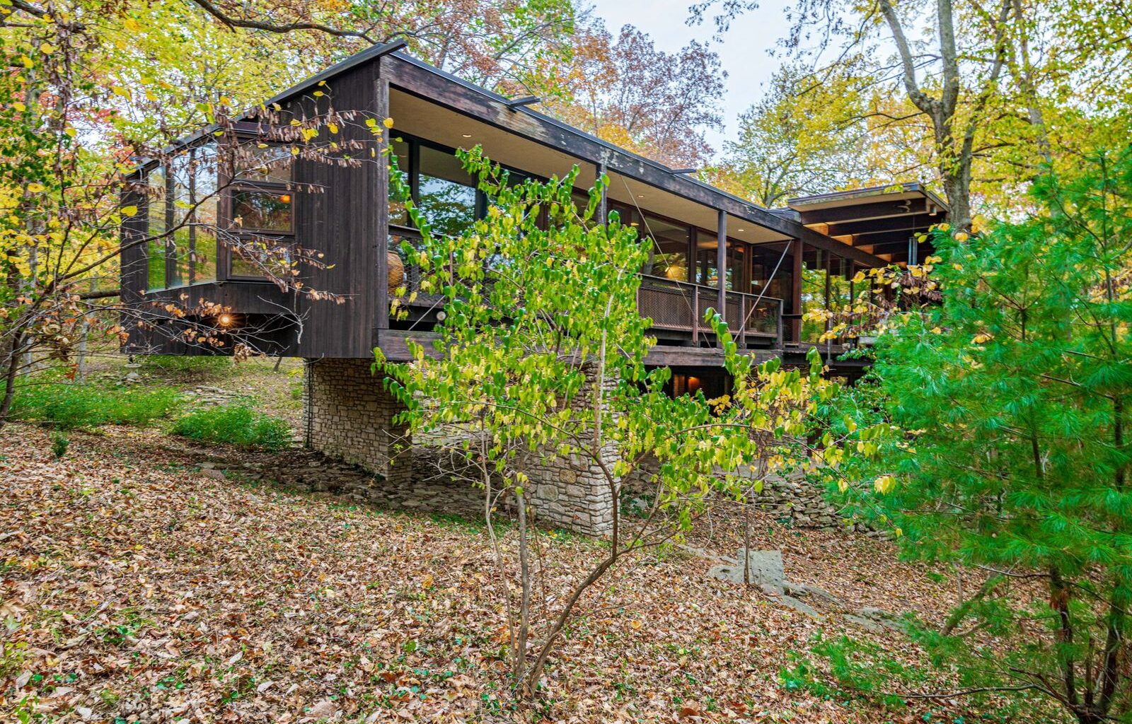 The Bedrooms Cantilever Over the Woods in This $1.6M Missouri Midcentury