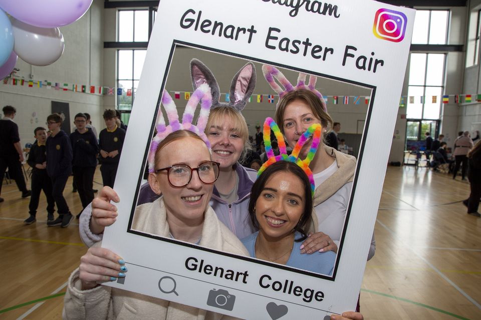 Ms Cloney, Ms Hoey, Ms Walsh and Ms Keane at the Glenart College TY Easter fair in aid of Enable Ireland. Photo: Michael Kelly