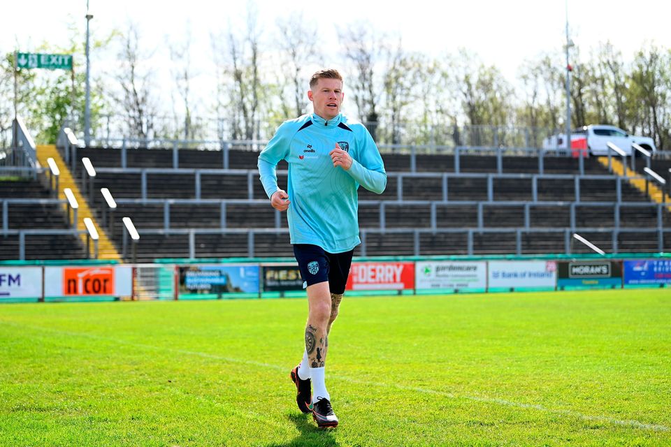 James McClean during a Derry City training session at Celtic Park in Derry earlier today. Photo: Stephen McCarthy/Sportsfile