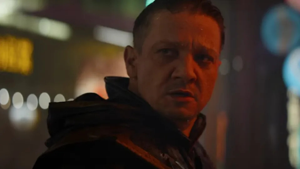 Hawkeye in the rain looking said in AvengerS: Endgame