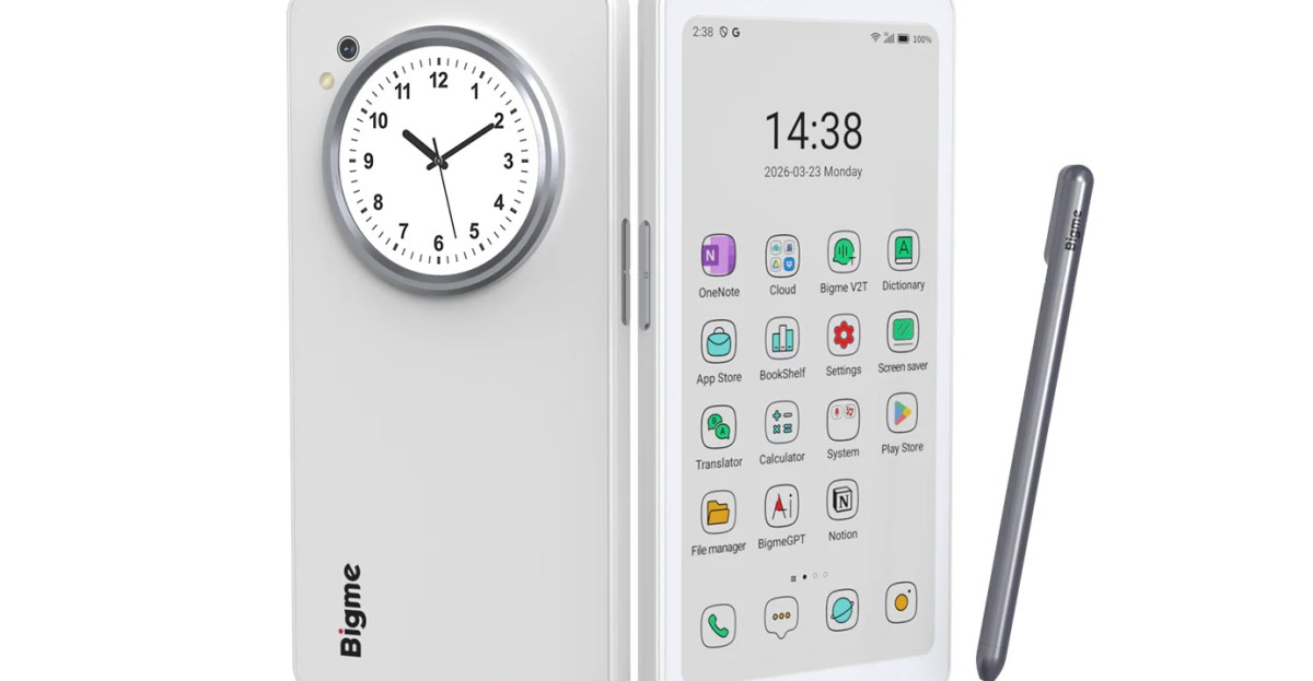 Bigme’s latest E Ink phone doubles up on screens.